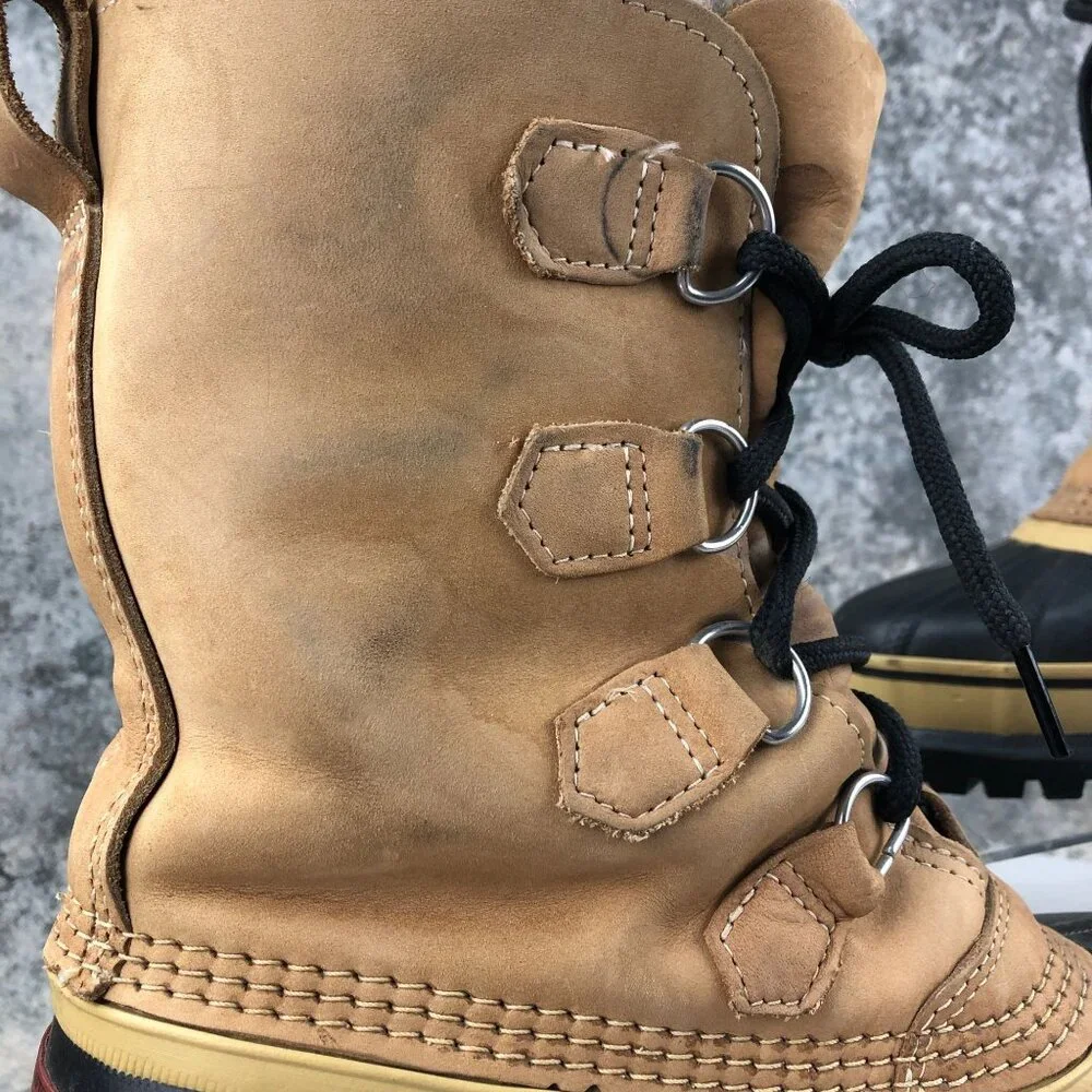 Sorel CANADA Mens Size 6 Caribou Brown Black Insulated Lace-Up Winter Snow Boots